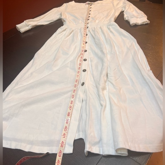Anthropologie: White Button Front Maxi Dress With Sleeves—M - Picture 4 of 10
